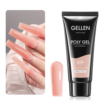 Gellen Poly Gel Nail Extension Gel, 60g Peachy Nude Builder Nail Gel Long Lasting Trendy Nail Art Design for Salon Manicure Beginner Easy DIY