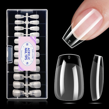 Gellen Short Coffin Fake Nail Tips for Press on Nails, 504Pcs Soft Gel Tips for Nail Extensions Full Cover Pre-shaped 12 Sizes Clear False Nails for Nail Art