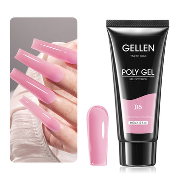 Gellen Poly Gel Nail Extension Gel, 60g Natural Pink Builder Nail Gel Long Lasting Trendy Nail Art Design for Salon Manicure Beginner Easy DIY