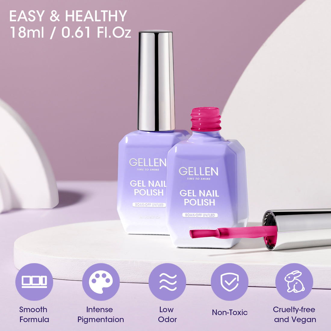 Gellen Gel Nail Polish, 18ml Dark Pink Nail Polish Soak Off UV LED Nail Gel Polish Nail Art Manicure Salon at Home DIY Gel, Christmas Gifts for Women Girls