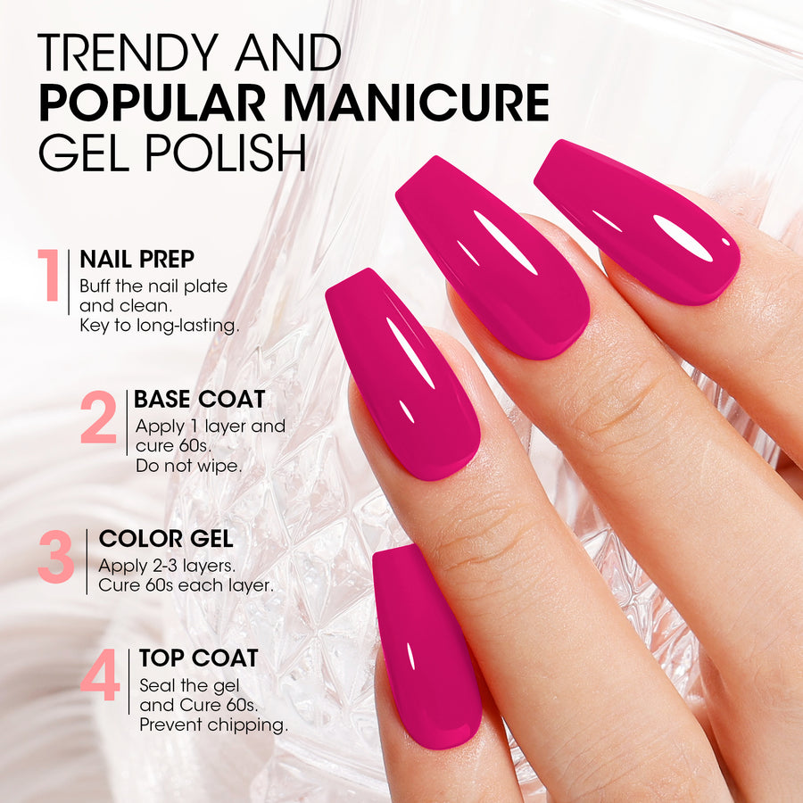 Gellen Gel Nail Polish, 18ml Dark Pink Nail Polish Soak Off UV LED Nail Gel Polish Nail Art Manicure Salon at Home DIY Gel, Christmas Gifts for Women Girls