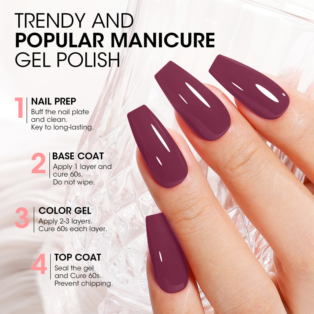 Gellen Gel Nail Polish, 18ml Dark Red Purple Nail Polish Soak Off UV LED Nail Gel Polish Nail Art Manicure Salon at Home DIY Gel, Christmas Gifts for Women Girls
