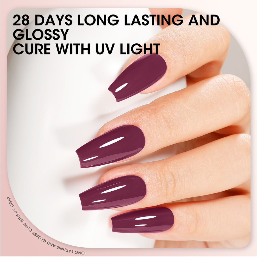 Gellen Gel Nail Polish, 18ml Dark Red Purple Nail Polish Soak Off UV LED Nail Gel Polish Nail Art Manicure Salon at Home DIY Gel, Christmas Gifts for Women Girls