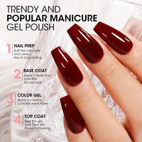 Gellen Gel Nail Polish, 18ml Dark Red Nail Polish Soak Off UV LED Nail Gel Polish Nail Art Manicure Salon at Home DIY Gel, Christmas Gifts for Women Girls