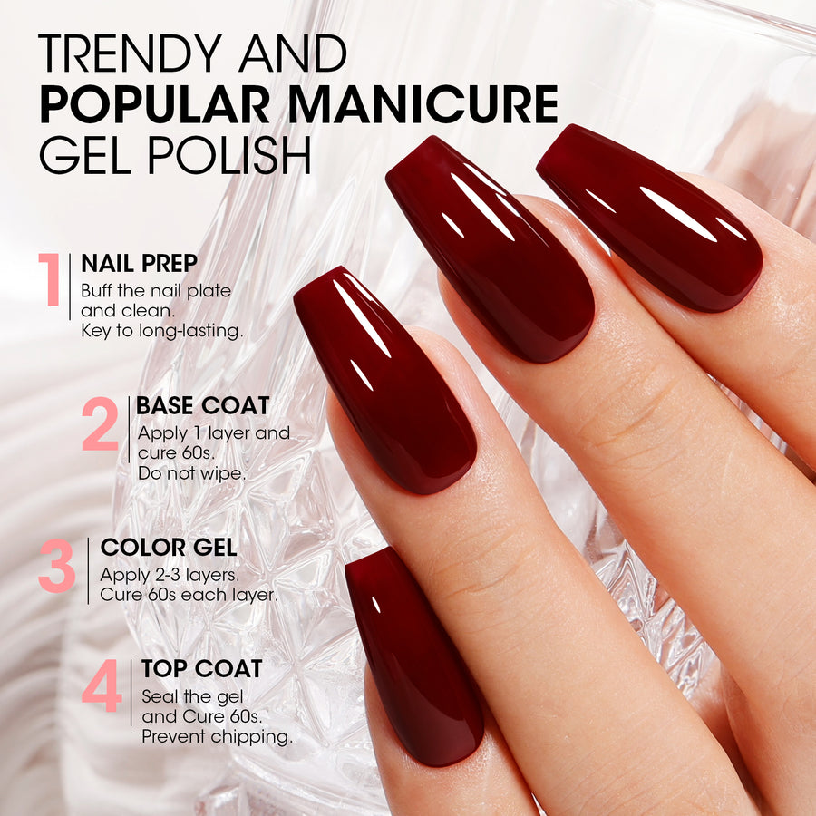Gellen Gel Nail Polish, 18ml Dark Red Nail Polish Soak Off UV LED Nail Gel Polish Nail Art Manicure Salon at Home DIY Gel, Christmas Gifts for Women Girls
