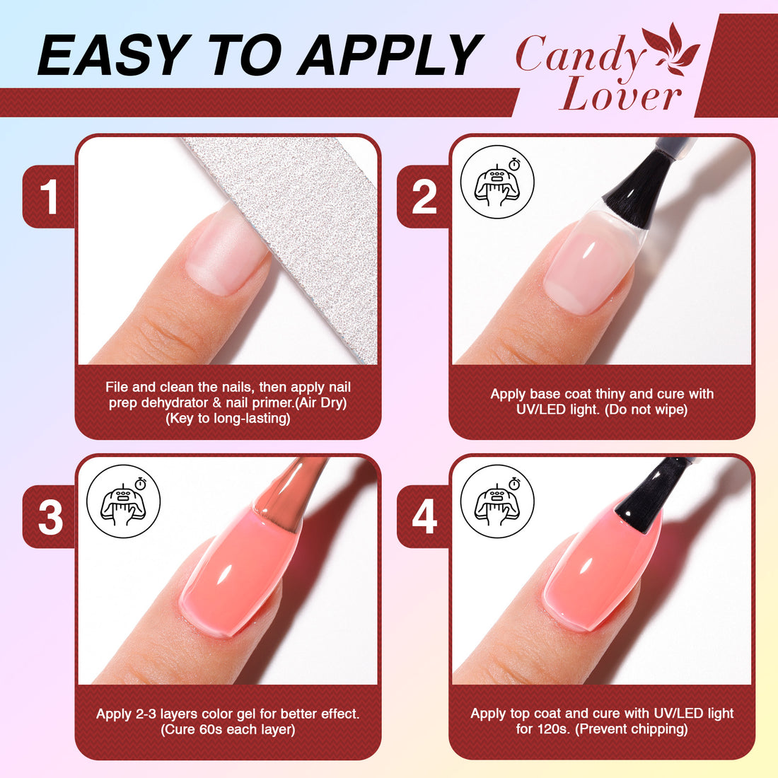 Candy Lover Gel Nail Polish Kit, 12 Colors Macaron Collection Nail Gel Kit with Greeting Card & 72W UV Nail Lamp, Salon Quality Long-lasting Gel Polish Set, Gift for Girl Women DIY Manicure