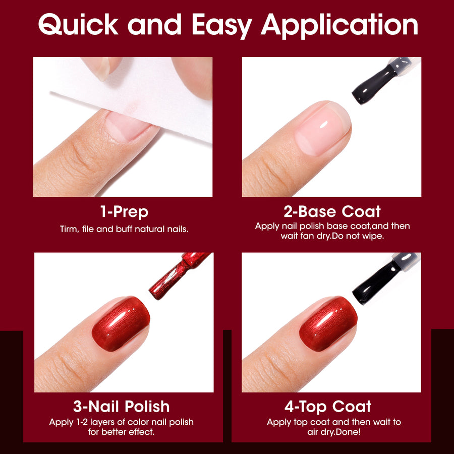 Gellen Nail Polish, Quick Air Dry 6 Colors Nail Lacquer Set Elegant Red Pink Nail Polish Set for Nail Manicure DIY Art Home, No UV Light Needed, 0.33 Fl.oz