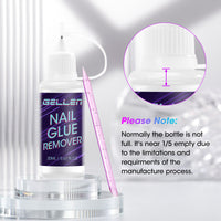 Gellen Nail Glue Remover, 20ML Needle Nozzle Non-Acetone Gel Nail Glue Remover for Press On Nails, Easy Remove Solid Nail Glue Gel On Fake Nail Tip