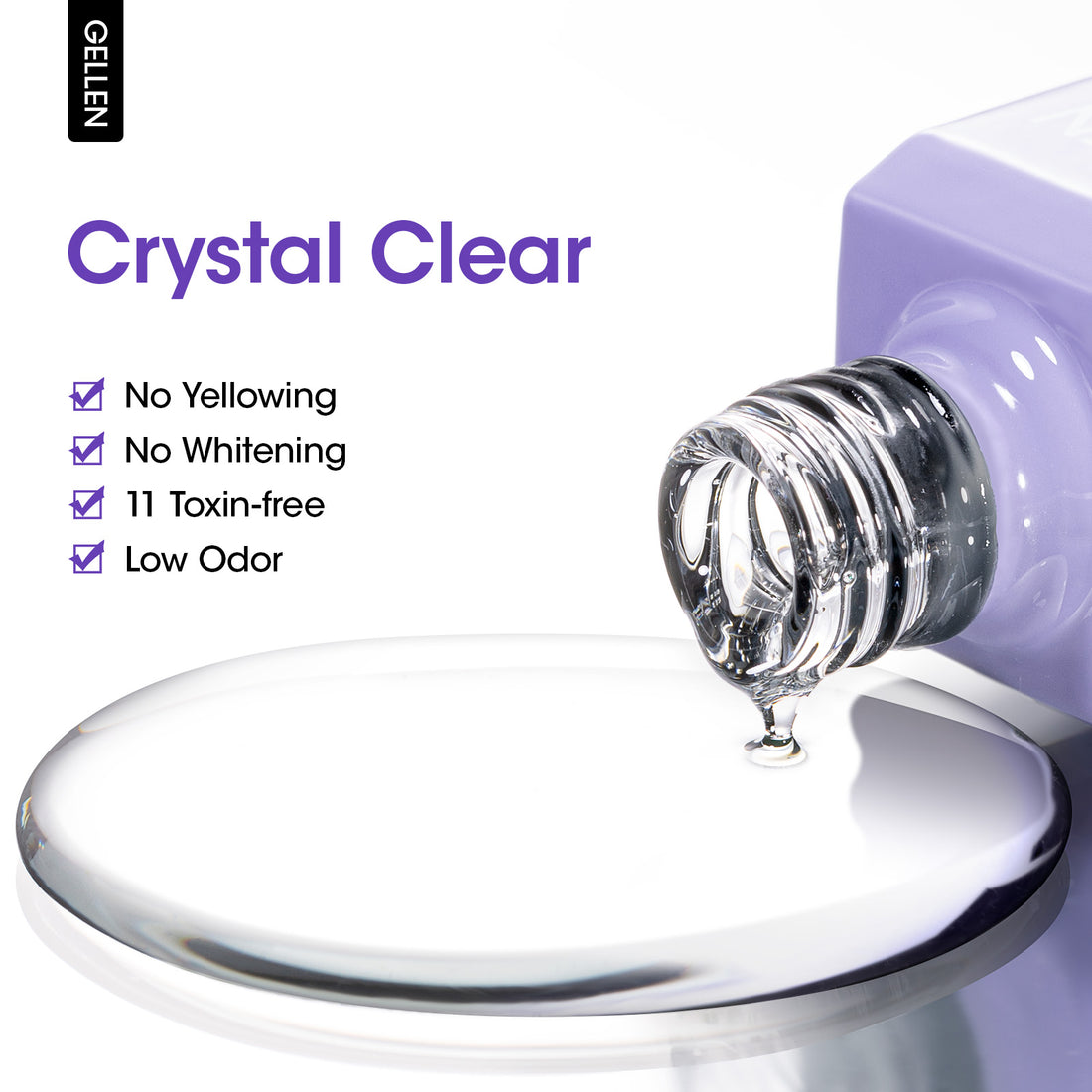 Gellen Gel Peelable Base and Glossy Top Coat Set, 2Pcs 18ML No Wipe Glossy Gel Top Coat, Clear UV Base Coat Gel Nail Polish, Soak Off Gel Base Top Coat Nail Art