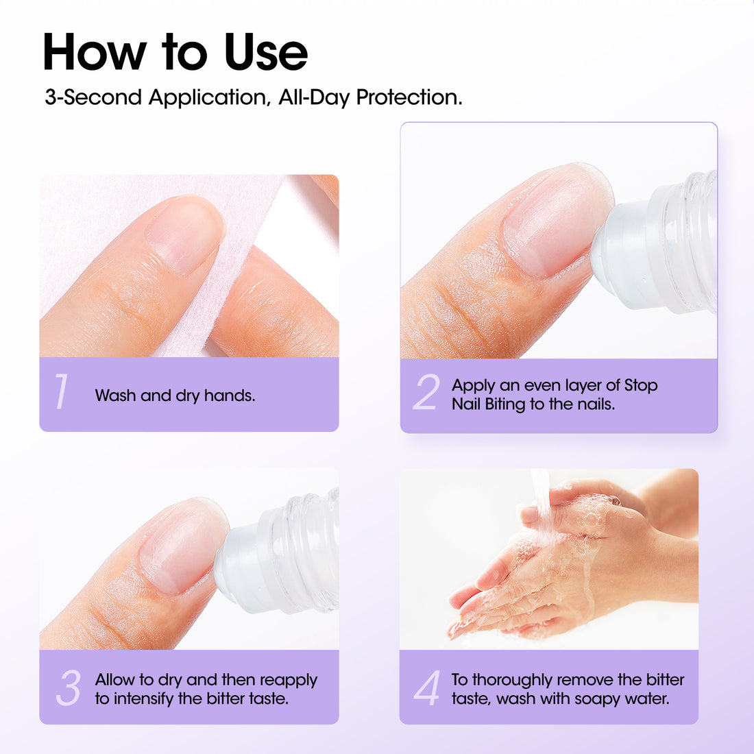 Gellen Nail Biting Treatment for Kids & Adults, Roll-On Stop Thumb Sucking Deterrent, Nail Biting Prevention, Quick Dry & Water-Resistant Anti Nail Biting Polish, Stop Nail Biting 10ml