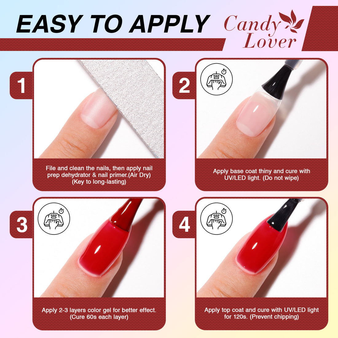 Candy Lover Gel Nail Polish Kit, 12 Colors Christmas Collection Nail Gel Kit with Greeting Card & 72W UV Nail Lamp, Salon Quality Long-lasting Gel Polish Set, Gift for Girl Women DIY Manicure