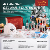 Candy Lover Gel Nail Polish Kit, 12 Colors Christmas Collection Nail Gel Kit with Greeting Card & 72W UV Nail Lamp, Salon Quality Long-lasting Gel Polish Set, Gift for Girl Women DIY Manicure
