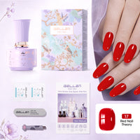 Gellen One Step Cat Eye Gel Nail Polish, 5-in-1 Magnetic Gel Polish Set, UV Lamp Needed Cured, No Base Top Needed, DIY Manicure for Women Beginners, 17 Jelly Classic True Red