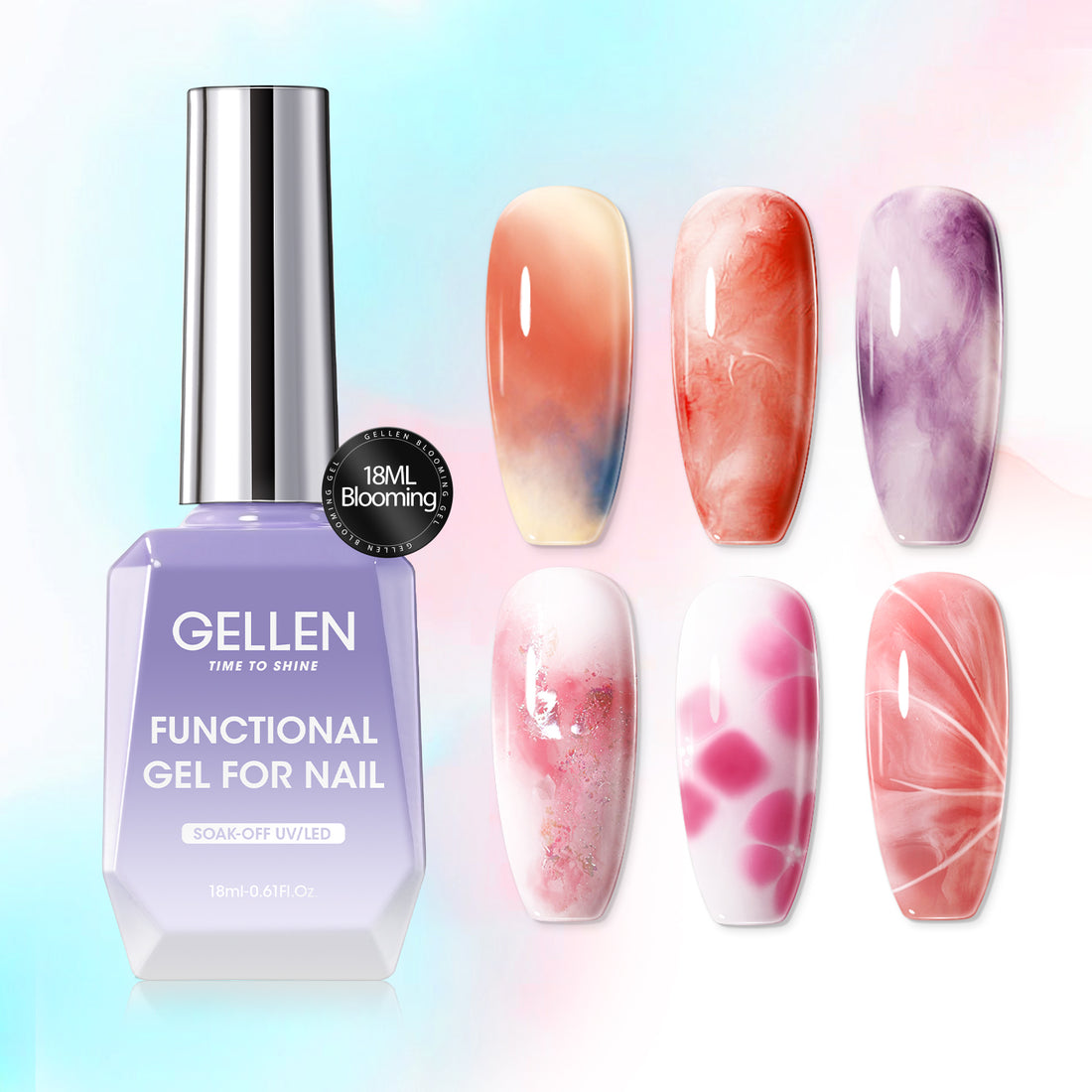 Gellen 18ML Blooming Gel Nail Polish - Clear Nail Polish Soak Off UV Gel for Spreading Marble Effect, Nail Art DIY Salon Manicure Design Christmas Gift for Women