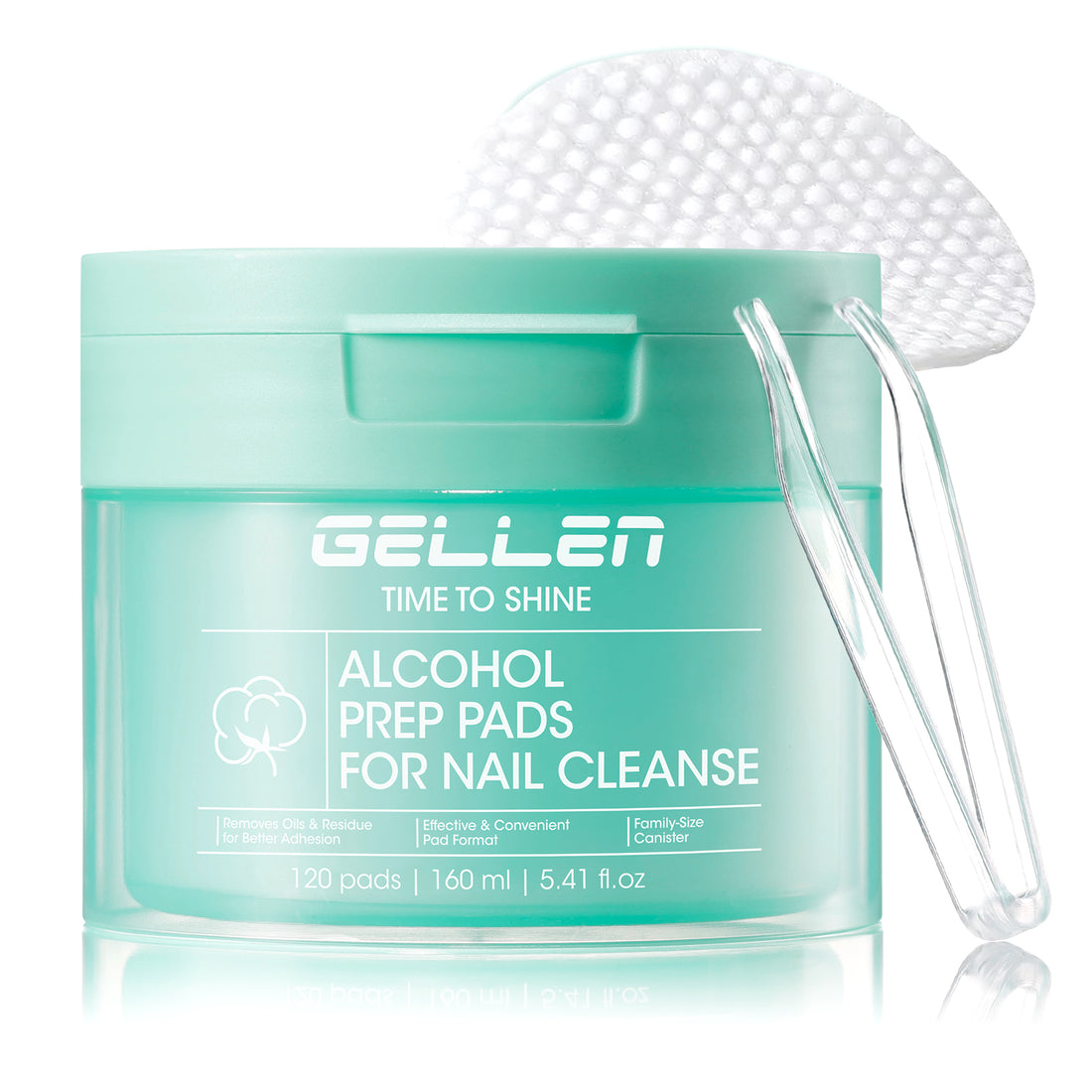 Gellen 120Pcs Nail Cleanser Pads, Lint-Free Alcohol Nail Wipes for Nails, Pre-Moistened Dual-Textured Nail Prep Pads in Jar, Remove Tacky Residue, Prep UV/LED Gel Polish, Acrylic & Press-on Nails
