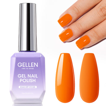 Gellen Gel Nail Polish, 18ml Orange Nail Polish Soak Off UV LED Nail Gel Polish Nail Art Manicure Salon at Home DIY Gel, Christmas Gifts for Women Girls