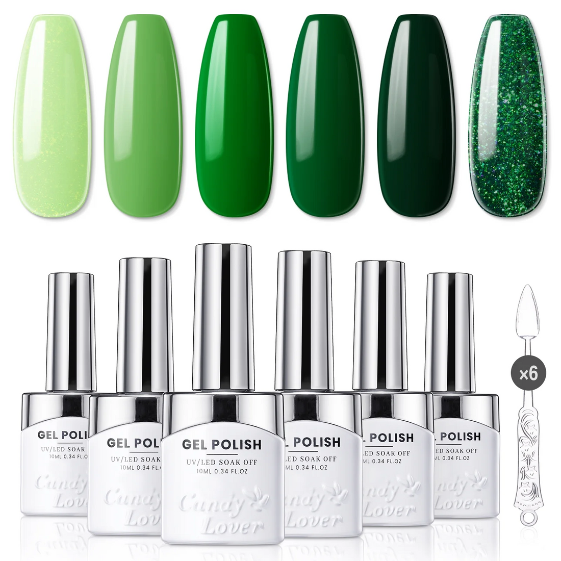 Candy Lover Gel Nail Polish Set, Green Glitter Nail Polish Gel, UV Gel Polish