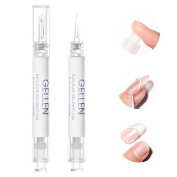 Gellen Nail Glue Remover Pen, 2Pcs 3ml Nail Glue Remover for UV Nail Glue Press on Nails, Click Remover Pen Design and Remove for Fake Nails Tips, Alcohol Acetone Free Fast Remove Gel Glue
