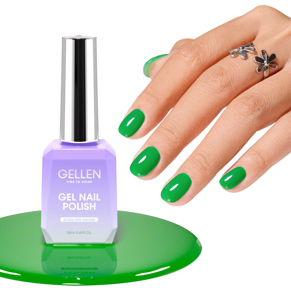 Gellen Gel Nail Polish, 18ml Vibrant Emerald Green Nail Polish Soak off UV LED Nail Gel Polish Nail Art Manicure Salon at Home DIY Gel, Valentine Gifts for Women Girls