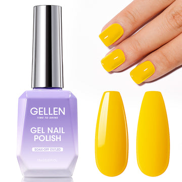 Gellen Gel Nail Polish, 18ml Yellow Nail Polish Soak Off UV LED Nail Gel Polish Nail Art Manicure Salon at Home DIY Gel, Christmas Gifts for Women Girls