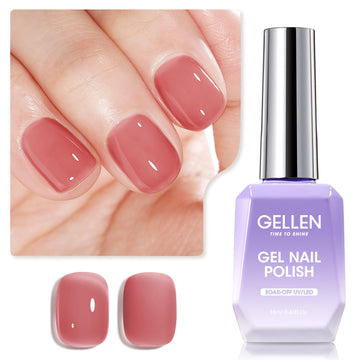 Gellen Jelly Gel Nail Polish, 18ML Sheer Dark Pink Gel Polish UV Light Soak off Translucent Nail Polish Salon Manicure DIY Nail Art, Christmas Gifts for Women Girls