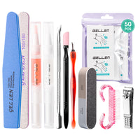 Gellen Nail Prep Kit, Professional Manicure Tools Set with 50PCS Nail Cleanser Pads, Cuticle Oil & Softener Pen, Ceramic Cuticle Pusher, Nail File, Buffer Block, Clipper & Nail Care Supplies