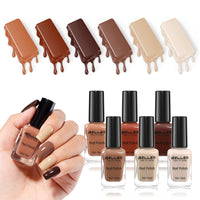 Gellen Nail Polish, Quick Air Dry 6 Colors Nail Lacquer Set Warm Chocolate Brown Nail Polish Set for Nail Manicure DIY Art Home, No UV Light Needed, 0.33 Fl.oz