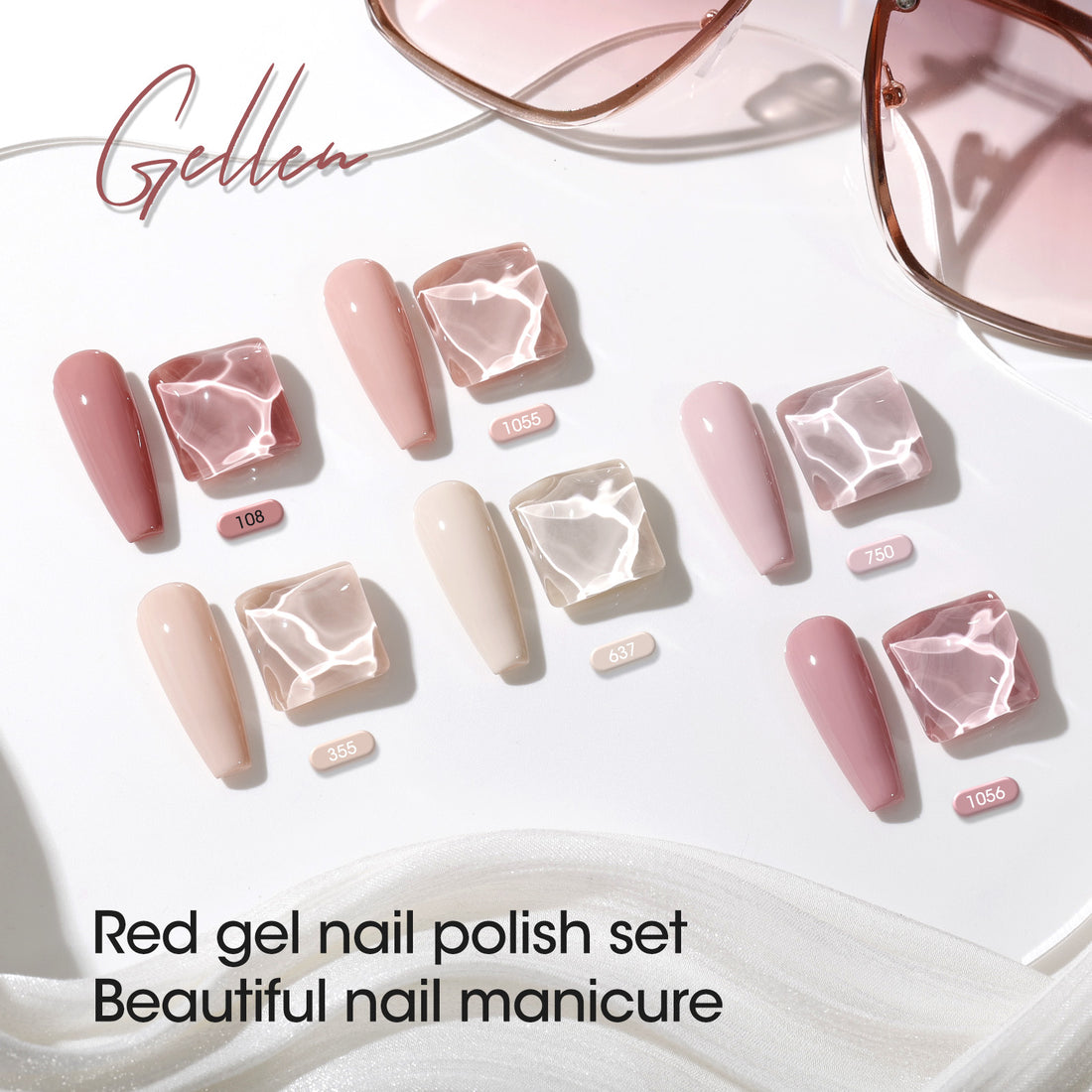 Gellen Nude Gel Nail Polish Set, 6 Colors Nude Warm Gel Polish, No Wipe Soak Off Glossy UV Gel for DIY Nail Art Salon Manicure, 10ml/0.33oz