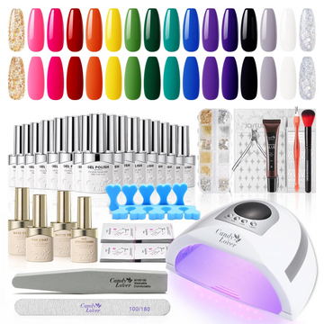 Candy Lover Gel Nail Polish Kit, 16 Colors Gel Nail Polish and Gel Nail Essential Set, 132W LED UV Light Nail Lamp, Christmas Gel Nail Polish Collection Gift