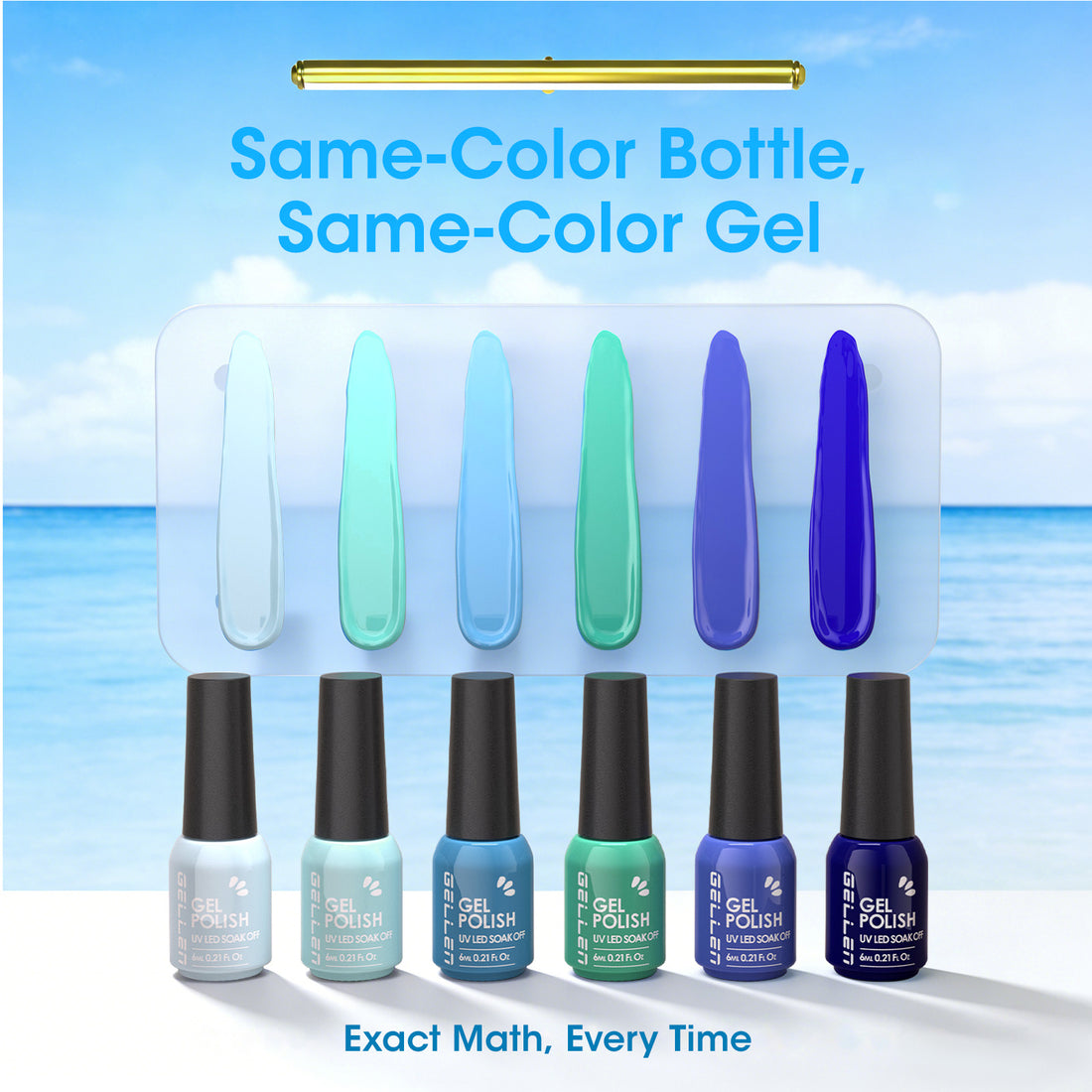 Gellen Gel Nail Polish Set of 6 Same Color Same Bottle Ocean Blue Mint Green Glossy Gel Polish, Soak off Gel Nail Kit for DIY Home Gel Manicure Set for Nail Art