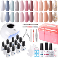 Candy Lover Gel Nail Kit with UV LED Lamp, Natural Quick Dry Gel Polish, 12 Colors Soak Off Gel Polish Starter Home Kit with Base Top Coat Gel Polish Set, Nail Art Accessories Free Storage Box