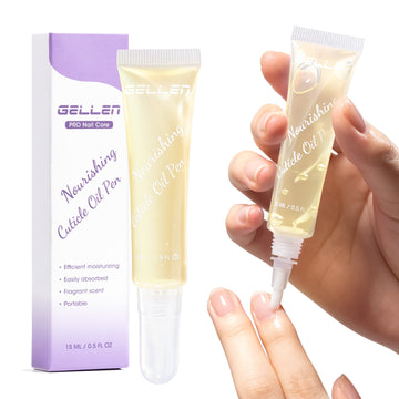 Gellen Cuticle Oil Pen for Nails, Vanilla Nourishing Nail Growth Oil, Jojoba & VE, Soften Cuticles Nails Strengthening, Leak-free Brush Applicator, Pro Nail Care for Brittle Dry Hands