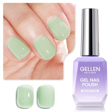 Gellen Jelly Gel Nail Polish, 18ML Sheer Pale Green Gel Polish UV Light Soak off Translucent Nail Polish Salon Manicure DIY Nail Art, Christmas Gifts for Women Girls