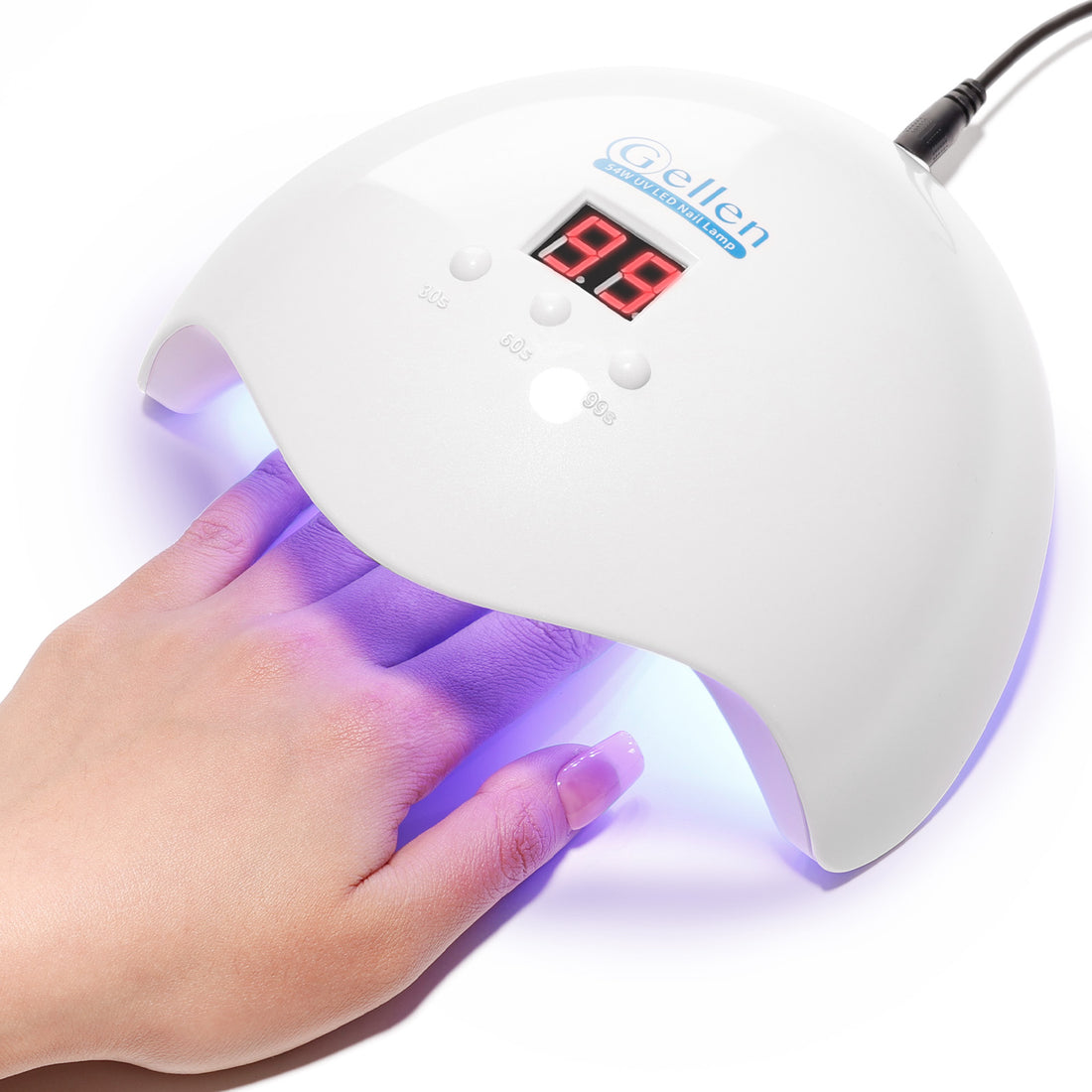 Gellen 54W UV Nail Lamp with Auto Sensor LCD Display, 3 Timers LED Nail Lamp for Cure Gel Polish, 18 Beads Fast Curing Nail Dryer, Salon Home Use, White
