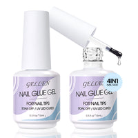 Gellen Nail Gel Glue for Nail Tips, 15ML UV Light Needed Nail Gel As Base Gel, As Rhinestone Glue, As Nail Tips Glue for Clear Press on Acrylic and False Nails