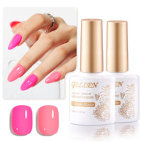 Gellen Bright Pink Gel Nail Polish and Water Pink Gel Polish, 10ml Sparkle Silver Nail Polish Soak Off No Wipe UV Gel for Nail Art Salon Manicure DIY, Christmas Gifts for Women