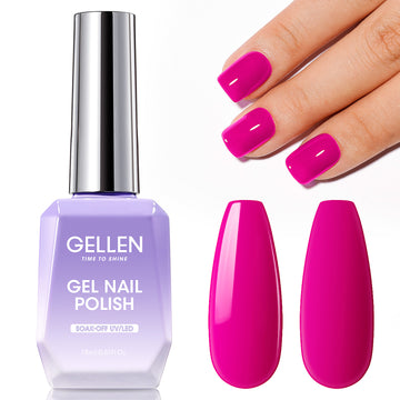 Gellen Gel Nail Polish, 18ml Hot Pink Nail Polish Soak Off UV LED Nail Gel Polish Nail Art Manicure Salon at Home DIY Gel, Christmas Gifts for Women Girls