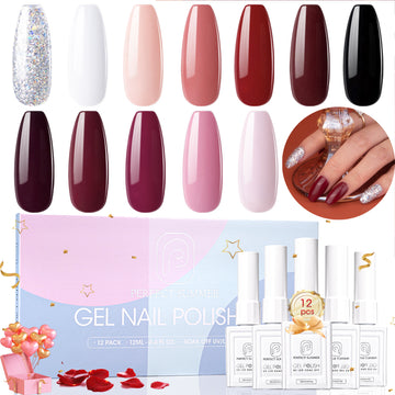 Perfect Summer Gel Nail Polish, 12 Colors Gel Polish Classic Full Color Soak Off UV Nail Polish Gel, Manicure DIY Salon Nail Art Gift for Women Girls