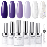 Candy Lover Gel Nail Polish, Purple Colors Nail Gel Polish, Pearl White Glitter Gel Polish Set