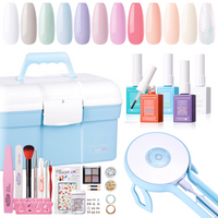 Perfect Summer Gel Nail Polish Kit with UV Lamp, Portable Nail Light Starter Kit with Storage Box, 12 Spring Summer Colors, All-in-One Manicure Set, Gift Set for Girls Women