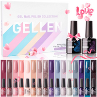 Gellen Gel Nail Polish Kit - 16 Pcs Nude Grays Gel Nail Polish Base and Top Coat Kit, Nail Gel Manicure Kit Mother's Day Gifts for Women