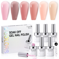 Candy Lover Gel Nail Polish Kit, 6 Jelly Sheer Nudes Peach Pink Brown Milky Colors Gel, Translucent Nail Polish Gel, UV Nail Polish