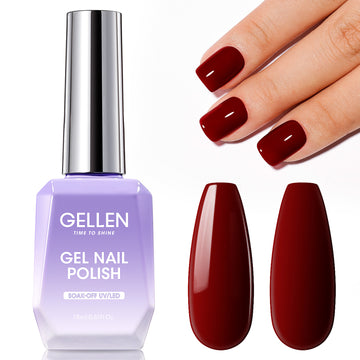 Gellen Gel Nail Polish, 18ml Burgundy Red Nail Polish Soak Off UV LED Nail Gel Polish Nail Art Manicure Salon at Home DIY Gel, Christmas Gifts for Women Girls