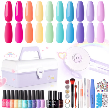 Gellen Gel Nail Polish Starter Kit with UV Lamp, 10 Colors Vibrant Rainbow Gel Polish with 36W Nail Lamp, All-In-One Gel Nail Polish Kit, Top Base Coat Nail Tools Manicure Set & Storage Box