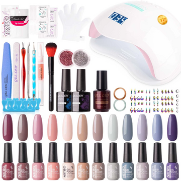 Gellen 12 Colors Gel Nail Polish Starter Kit - with 72W Nail Lamp