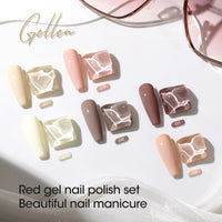 Gellen Cool Tone Gel Nail Polish Set, 6 Colors Brown Nude Pink Yellow Gel Polish, No Wipe Soak Off Glossy UV Gel for DIY Nail Art Salon Manicure, 10ml/0.33oz