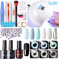 Gellen 6 Colors Gel Nail Polish Starter Kit with Base Top Coat Gel Polish Kit & Upgraded 54W UV/LED Nail Lamp