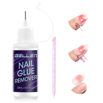Gellen Nail Glue Remover, 20ML Needle Nozzle Non-Acetone Gel Nail Glue Remover for Press On Nails, Easy Remove Solid Nail Glue Gel On Fake Nail Tip