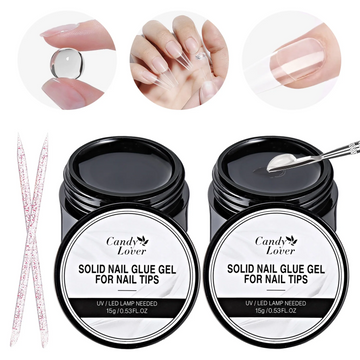 Candy Lover Solid Nail Glue Gel 2Pcs with Acrylic Sticks