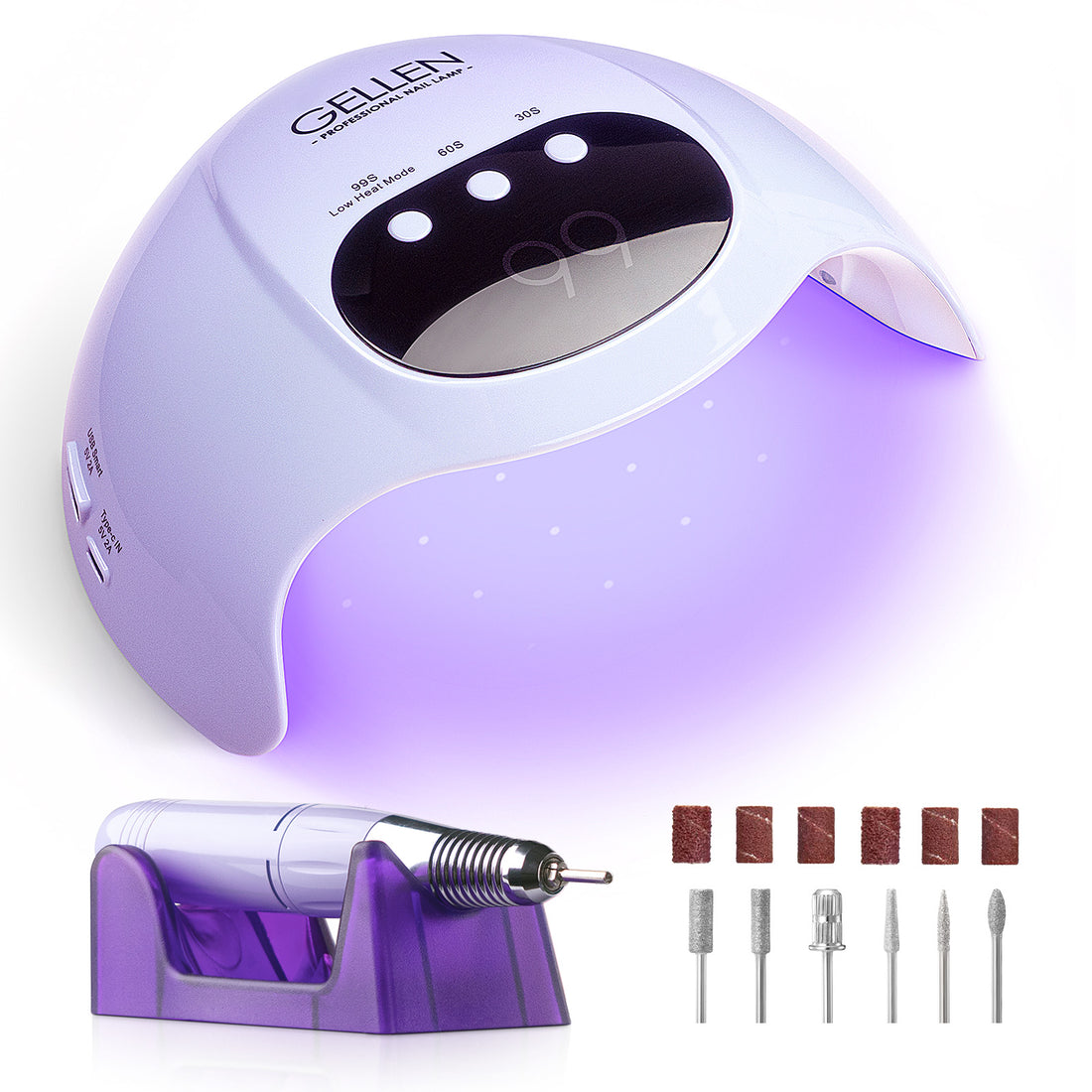 Gellen UV LED Nail Lamp with Electric Nail Drill, 72W UV Light Nail Dryer for Nails, 20000 RPM Nail Files for Acrylic Nails Professional Gel Nail Polish Curing Lamp with Sensor 3 Timers Manicure Tool